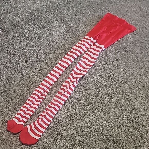 Girl's Candy Cane Tights (10-12) - Picture 1 of 3